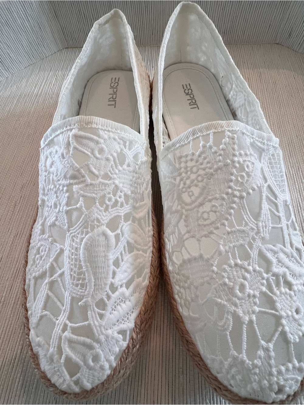 Esprit White Lace Espadrille Flats